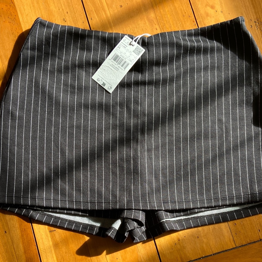 Mango Black Pinstripe Shorts